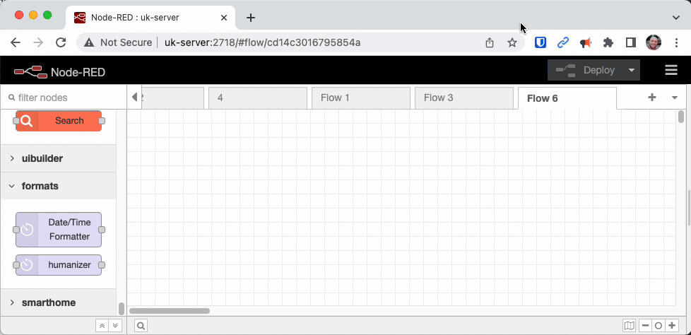 Using the example flow included in the moment node Using the example flow included in the moment node